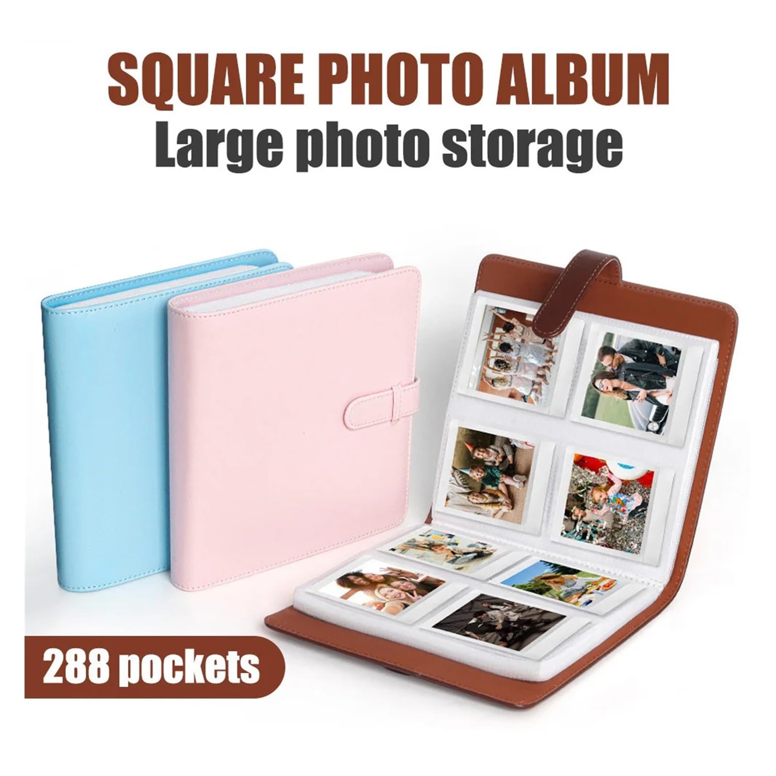 Álbum de fotos con 288 bolsillos for cámara Instax Square Mini 3 Square y Mini Shot 3 Square.(Pink)