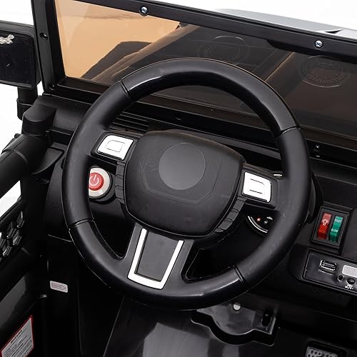 Miniatura 7 de Camión de coche de 2 plazas para niños de 24 V con asiento extra ancho de 20 pulgadas, vehículo eléctrico para niños conmutable 4WD2WD con control