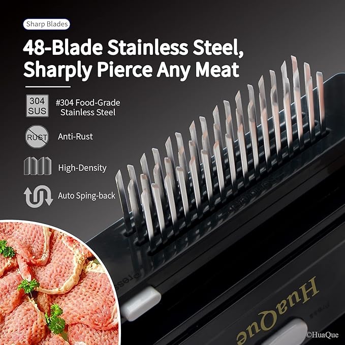 Ablandador de Carne Manual 48 Cuchillas Acero Inoxidable Negro miniatura 5