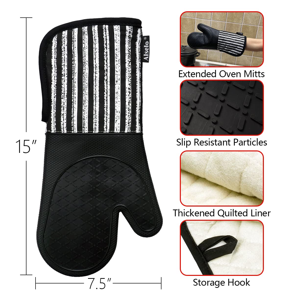 Guantes De Horno De Algodón | Juego De 2 Unidades - Resistentes Al Calor Y Lavables