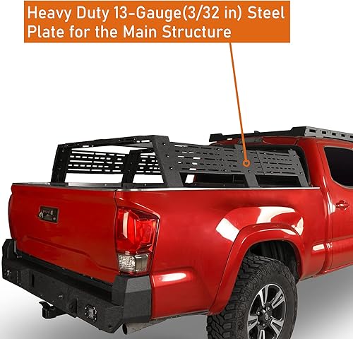 Miniatura 6 de Hooke Road Estante de cama de 12.2 pulgadas de alto para camiones de tamaño completo con rieles de cama, compatible con Toyota Tundra 07-23 y Toyota