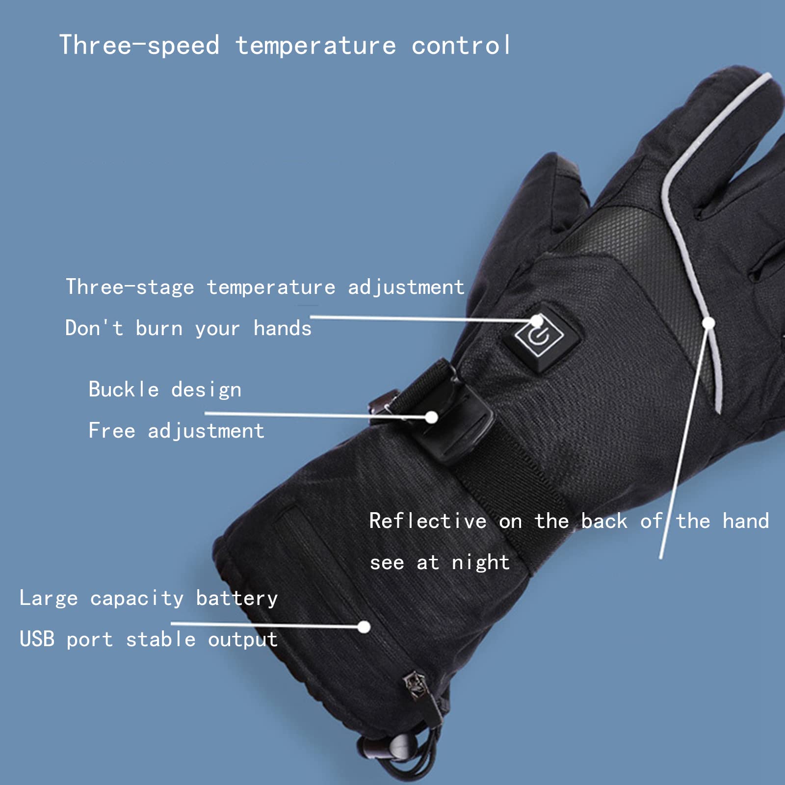 CHEWYNP Guanti scaldamani alimentati Tramite USB Guanti per Abbigliamento Esterno riscaldati Guanti Invernali per Uomini e Donne - Guanti Caldi e Impermeabili per climi Freddi, Guanti Term