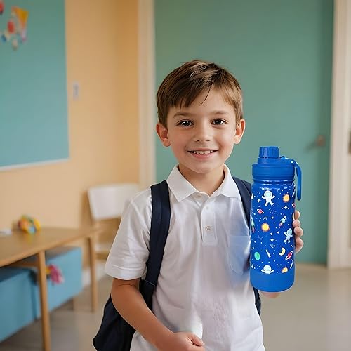 Miniatura 7 de CHILLOUT LIFE Botella de agua aislada de 17 onzas para niños para la escuela con tapa de boquilla a prueba de fugas y lindas pegatinas impermeables,