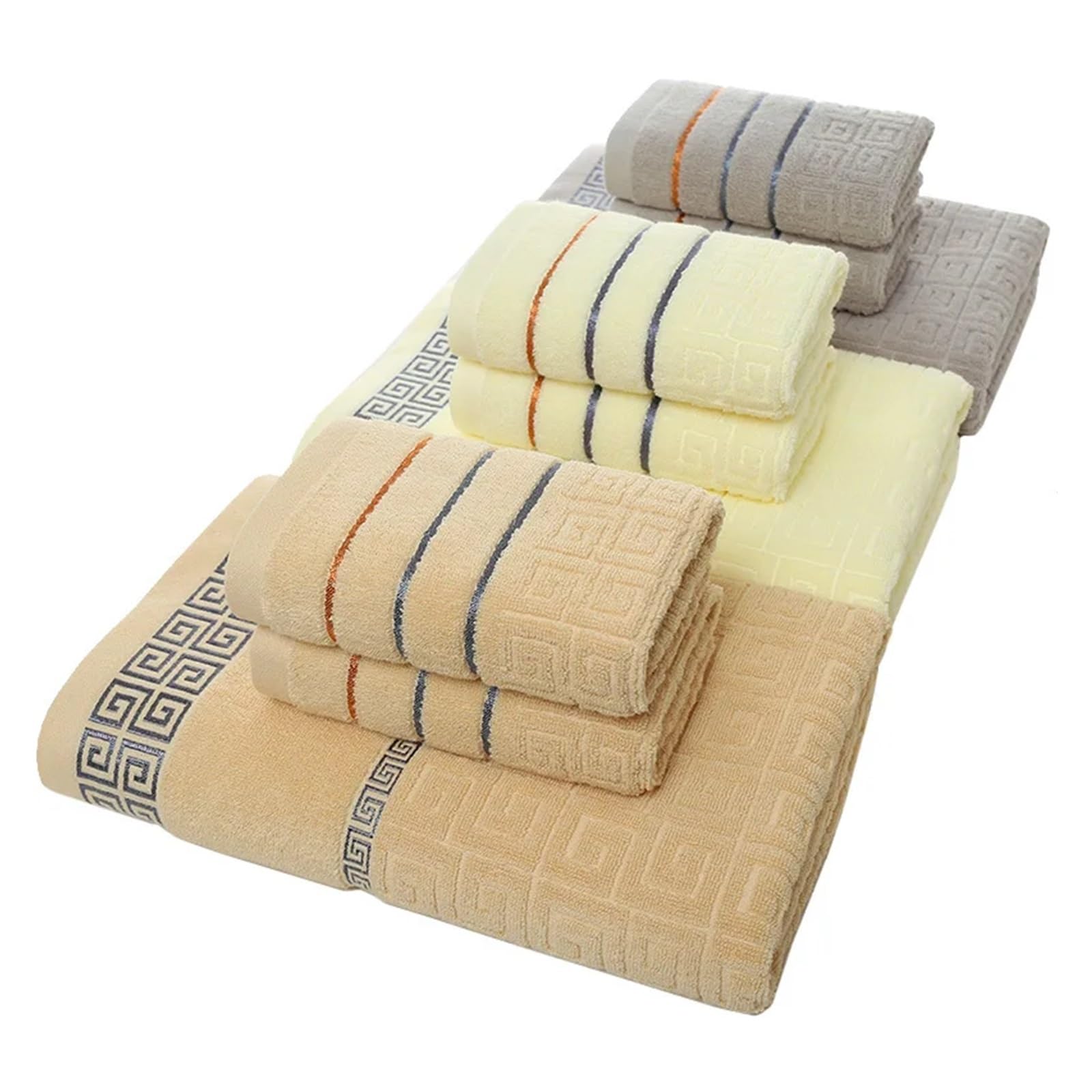 Juego de 3 uds. De Toallas de baño 100% de algodón, Juego de Toallas de baño Bordadas de Lujo, 1 Uds. De 70x140cm, 2 uds. De 35x75cm, Toallas multifunción de Secado rápido(Dots Light Brown)