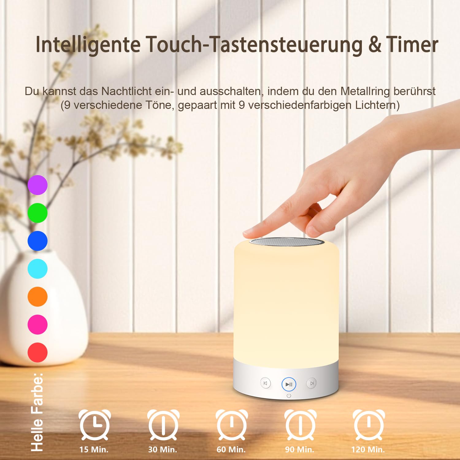Kipcush Ciotola per meditazione tibetana automatica - portatile, ricaricabile, con 9 suoni, luce notturna e timer vocale per yoga, sonno, chakra e antistress