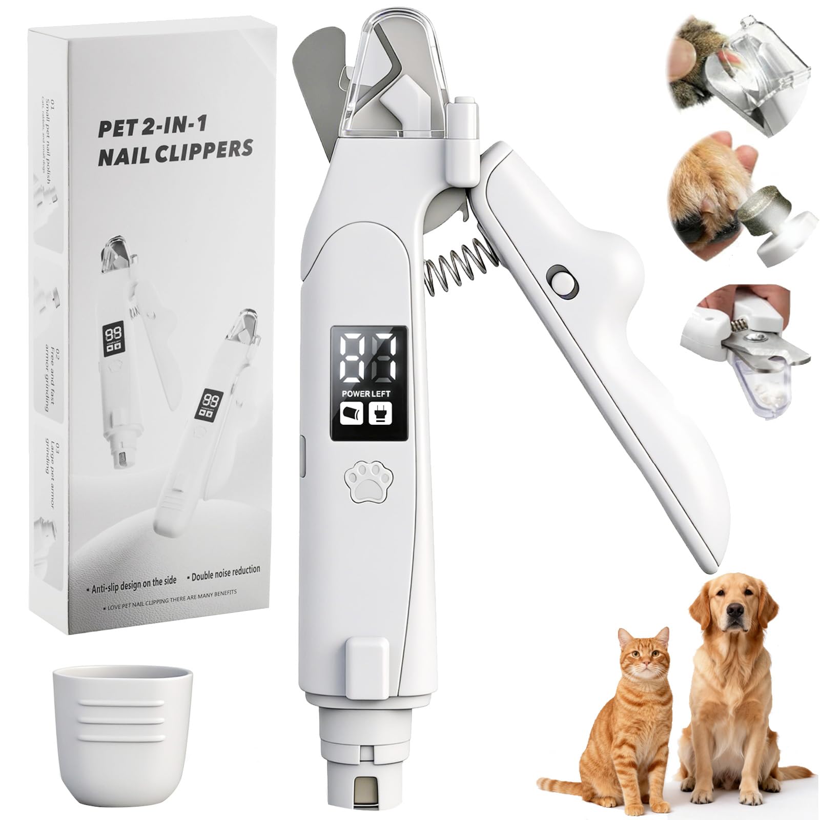 Photo 1 of BVQWO Dog Nail Clippers with Light, 2-in-1 Cat Nail Clippers - Electric Rechargeable Pet Nail Grinder Trimmer with LED Light & Safety Guard, Cordless for Small Medium Dogs Cats