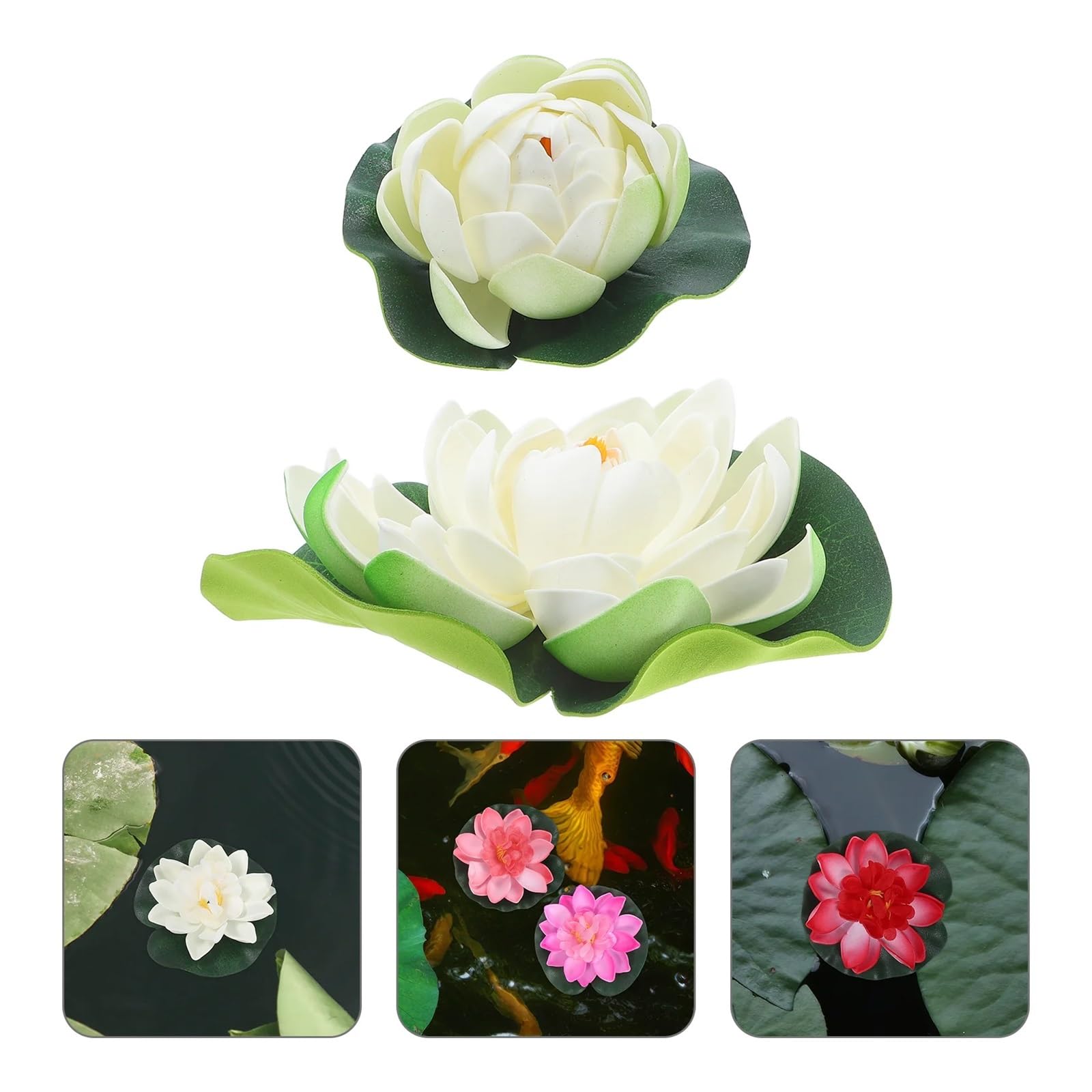 Artificial Water Lily 5 Pcs Simulated Lotus Leaf Water Lily Fake Pond Plants Artificial Flowers Decorations for Fountain Lilies for Garden