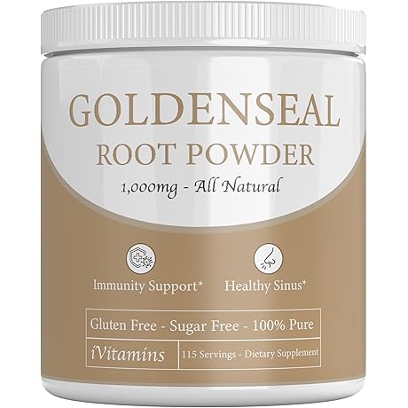 Premium Goldenseal Herb Powder - Nasal Support - 1,000mg per Scoop - 115 Servings