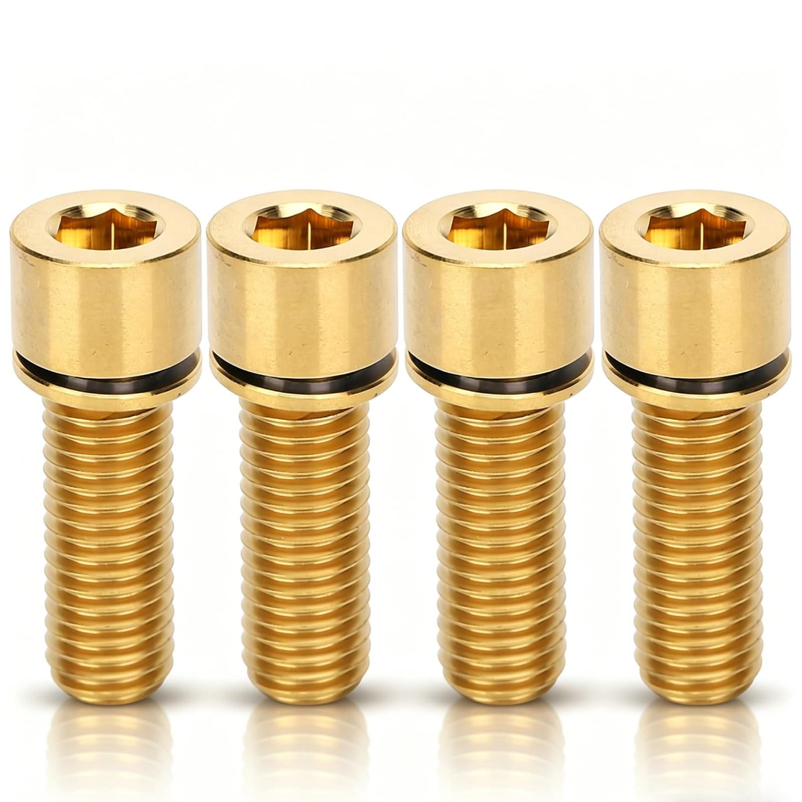4Pcs Bikes Stem Bolts Screw, M7x20mm Handlebar Hex Socket Screw Titanium Alloy Cycling Stem Inner Hex Fasteners for Mountain Road Bikes Stem Accessories (Gold)