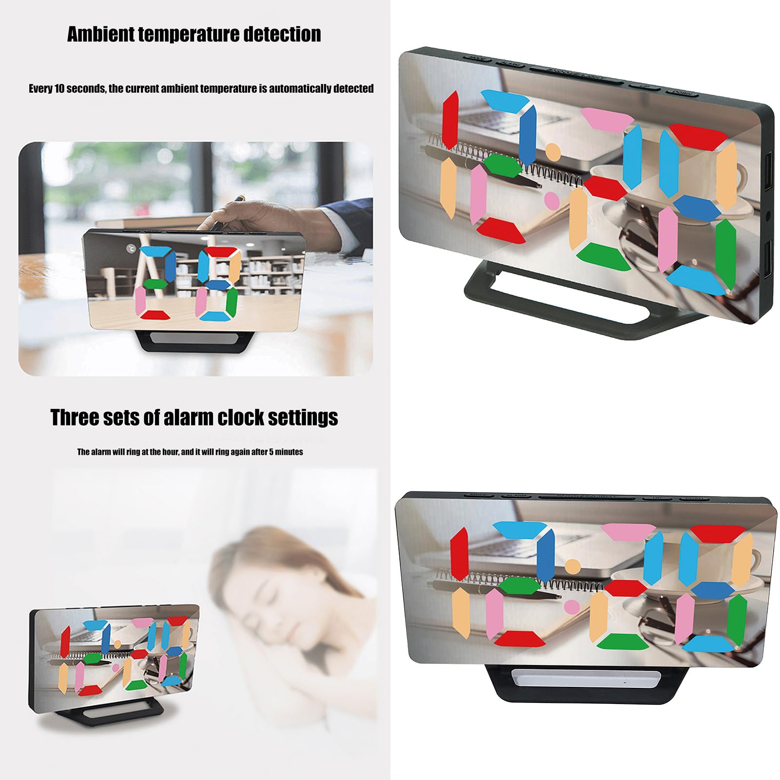 Reloj Despertador Digital con Pantalla LED con Acabado, 3625S