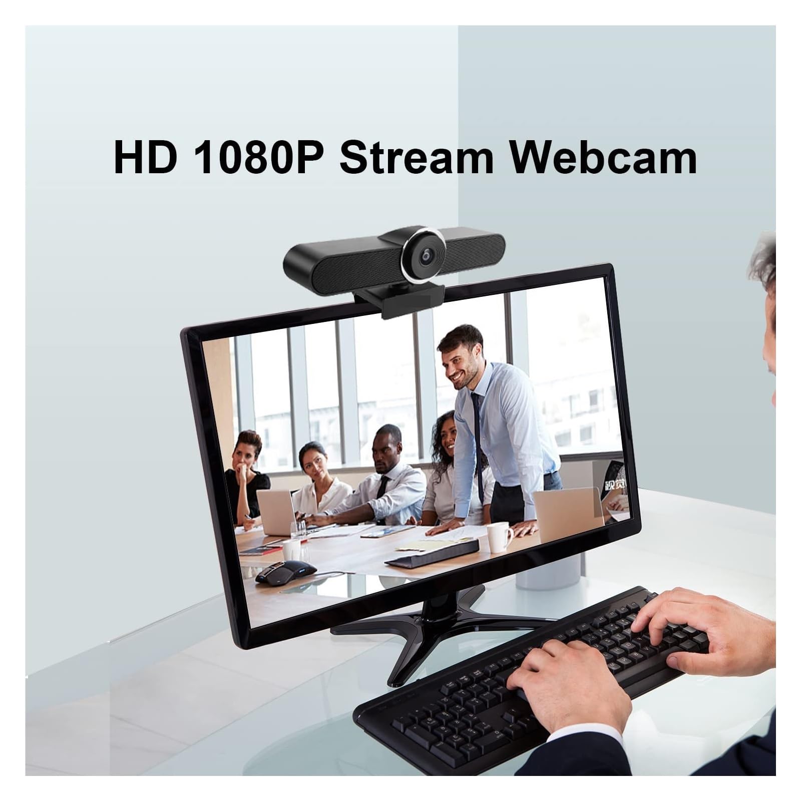 Conferenza USB 1080P Web Camera 124 ° Webcam grandangolare con Microfono e Altoparlante for Smart TV PC Living Streaming
