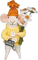 Primitives by Kathy Sunshine Mouse Felt Critter - 'You Are My Sunshine' Collectible with Knit Sweater, Hat & Flowers