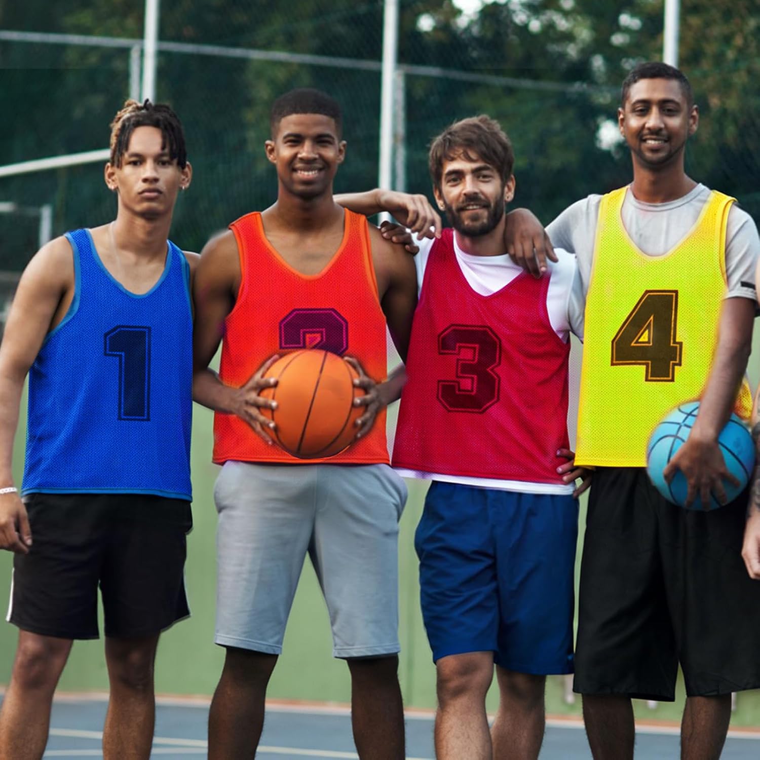 48 Pcs Pinnies Double Soccer Penny Scrimmage Vests Lightweight Mesh Basketball Team Practice Jersey for Sports