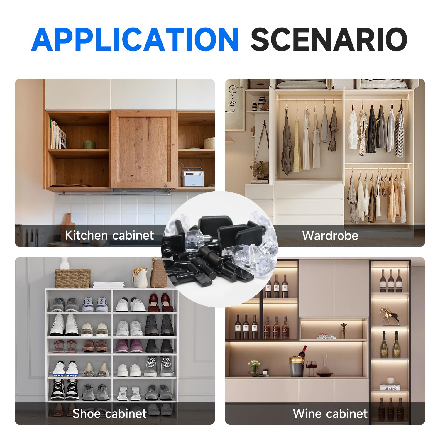 121PCS Black Cabinet Shelf Support Pegs Kit 5 Styles Pins for Wood Shelving Nickel Plated Shelf Holders Peg for Shelves 5mm 6.35mm (1/5inch 1/4inch) YY029-Kit-B — Amazon image 5