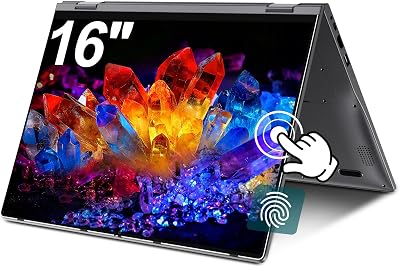 2-in-1 Touchscreen Laptop 16 Zoll, Ryzen 3 3300U, 16GB RAM, 512GB SSD | 360° Convertible, Fingerabdrucksensor, Beleuchtete Tastatur, WiFi 6, Bluetooth 5.2, IPS FHD, USB-C Multifunktionsanschluss