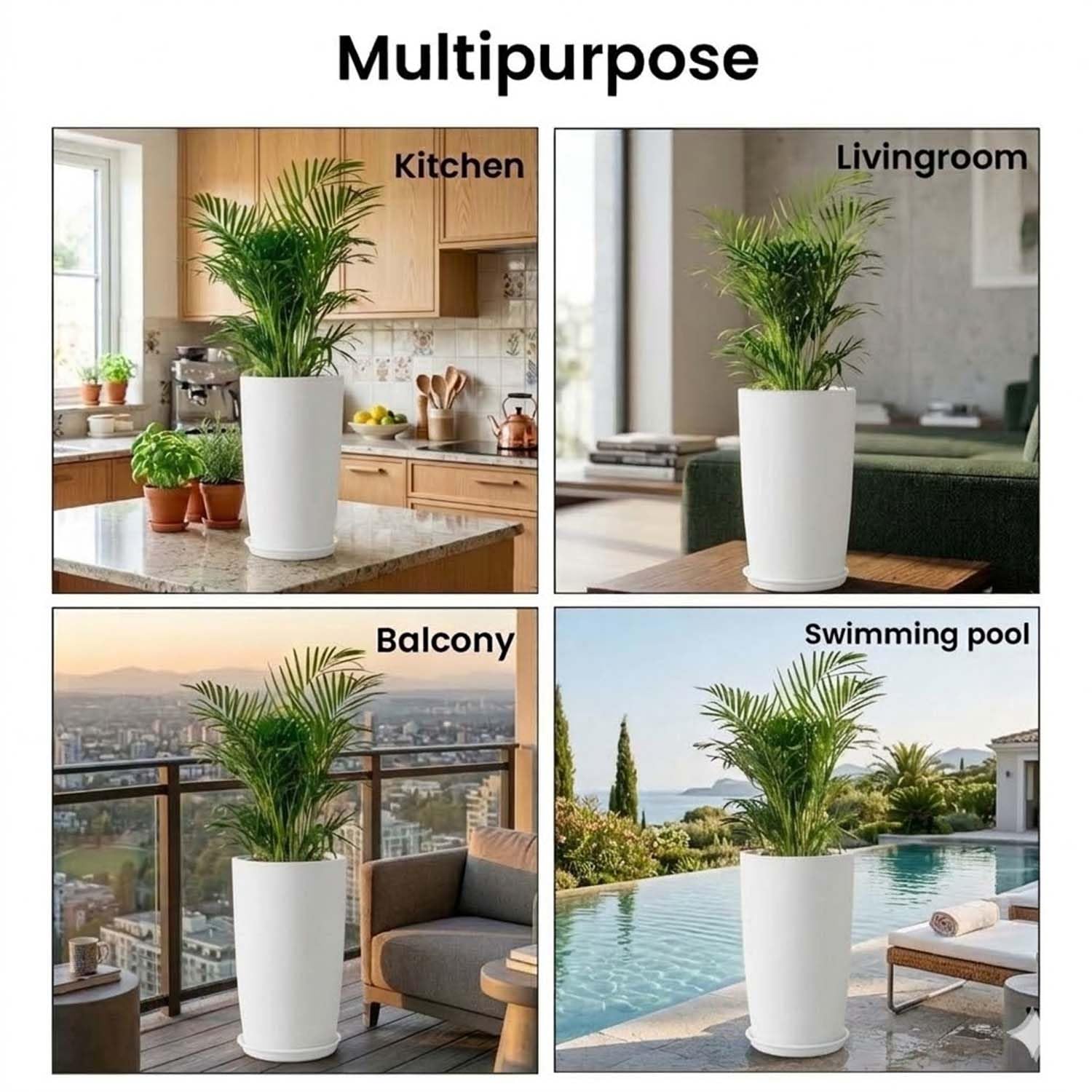 Go Hooked Tower Pots - 4 Pack, Indoor Outdoor Planters -6 Go Hooked Tower Pots - 4 Pack, Indoor Outdoor Planters -6