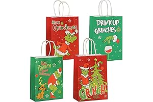 PAKCHOICE 12PCS Grinch Christmas Party Gift Bags with Handles