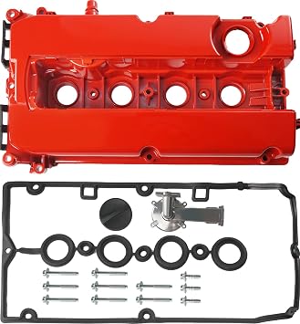 Aluminum Engine Valve Cover Kit with Gasket, Bolts, Oil Filler Cap Compatible with 2011-2016 Chevy Cruze, 2012-2018 Sonic, 2013-2020 Trax, 2009-2011 Aveo Aveo5 1.6L 1.8L Replace# 55558673 55564395
