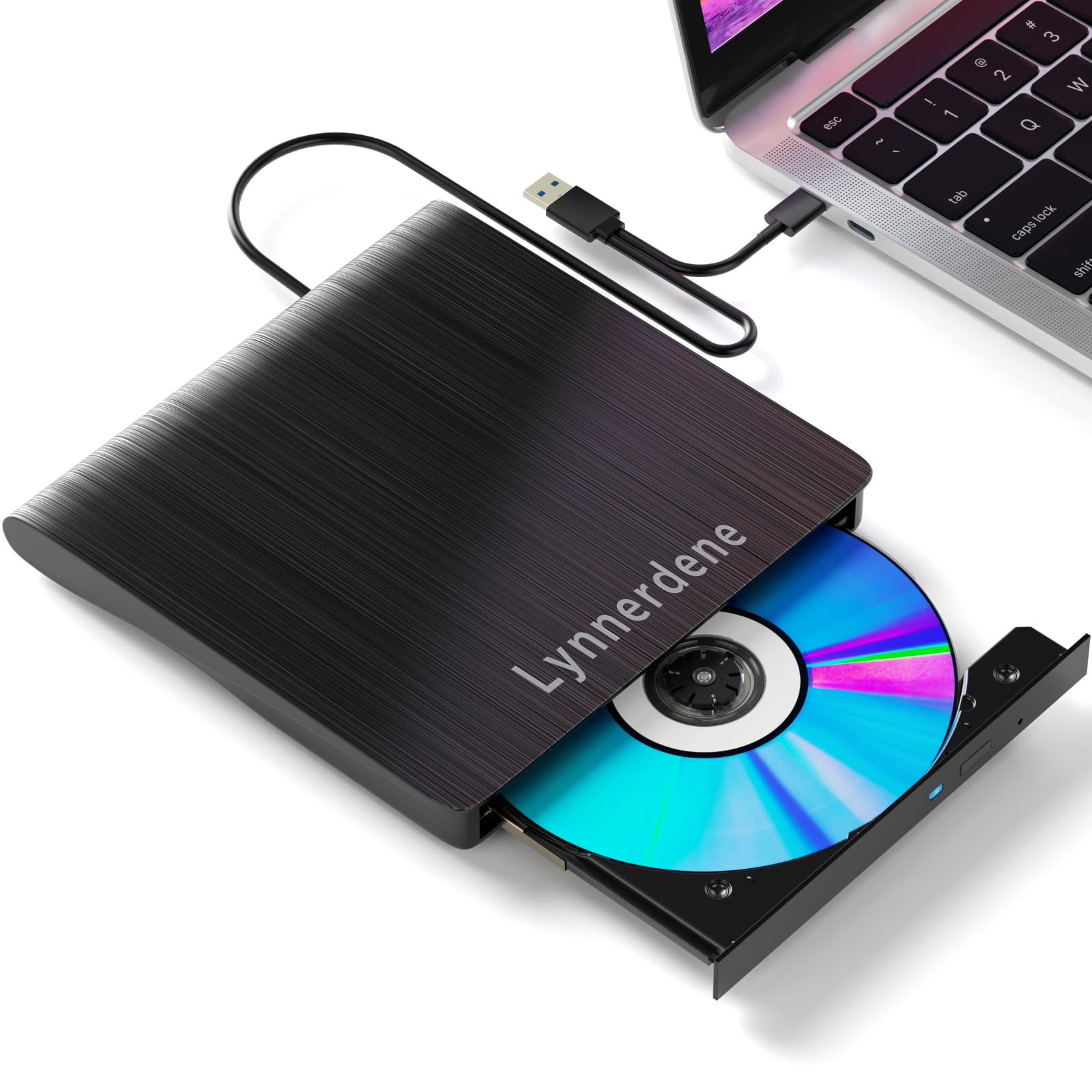External CD DVD Drive, USB 3.0 Portable CD/DVD +/-RW Drive/DVD Player for Laptop CD ROM Burner Compatible with Laptop Desktop PC Windows Linux OS Apple Mac (Black)-image-48