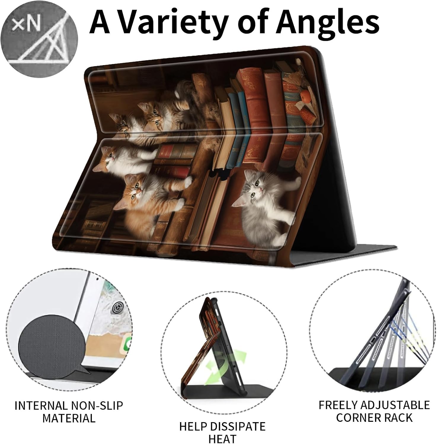 Case for 6" All-New Kindle(11th Generation 2024/2022 Release),Slim PU Leather Smart E-Reader Cases Covers with Auto Wake/Sleep for Kindle 2024 11th Gen e-Reader Release,Bookshelf Cat