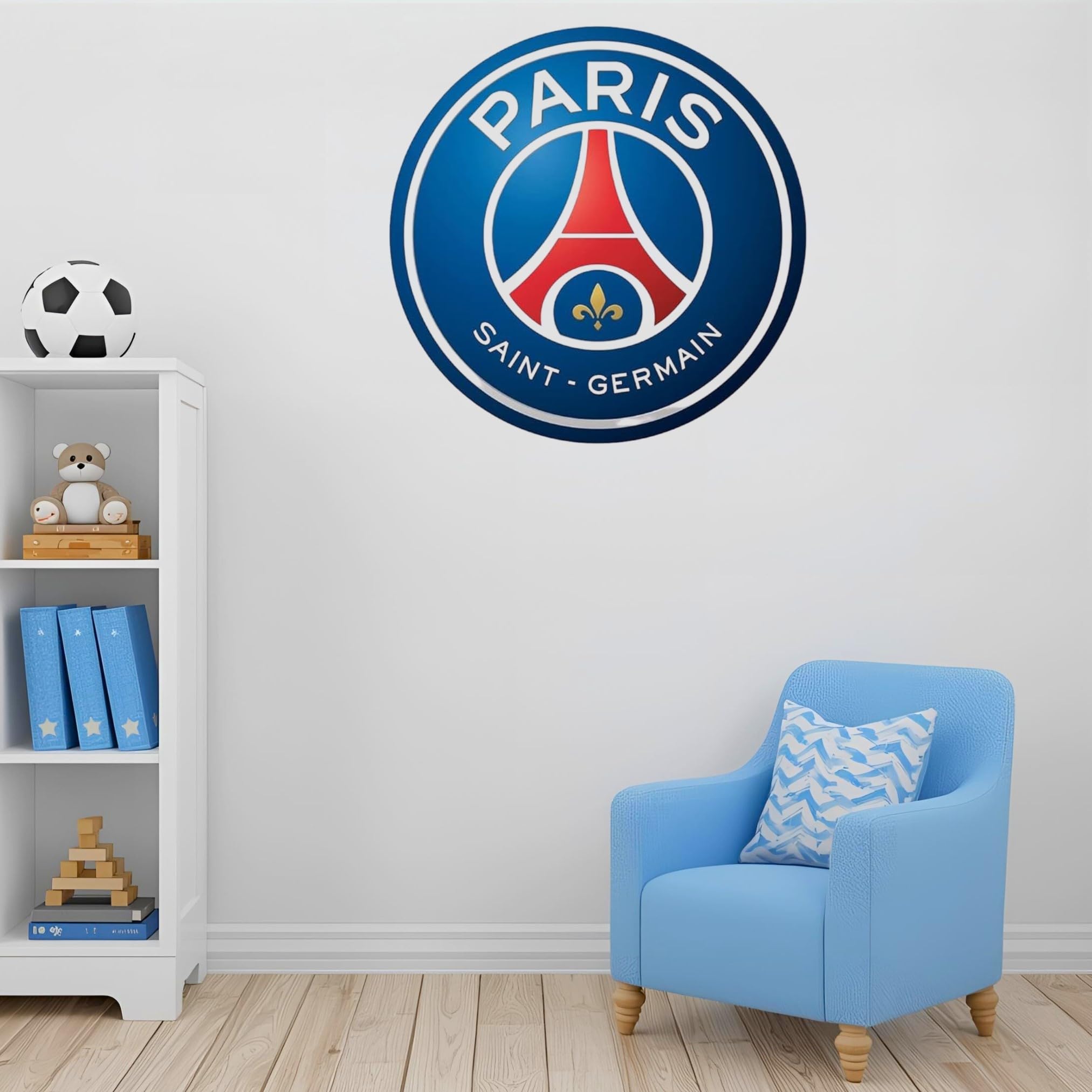 Beautiful Game Sticker Mural Officiel Blason PSG Paris Saint-Germain Décoration Murale Football 90 x 90 cm