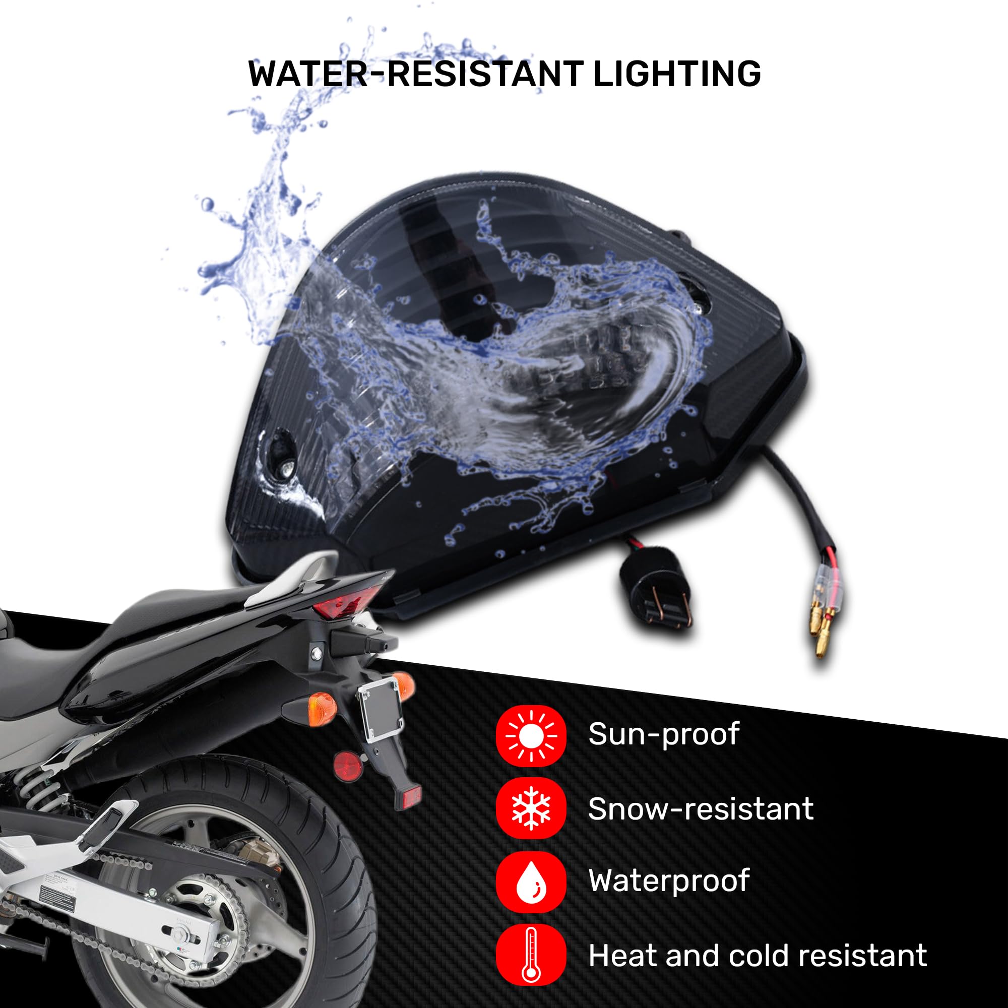 aVDB-moto LED Bremslicht/Rücklicht kompatibel mit HONDA CB900F Hornet 900 2002-2006 Plug & Play mit integrierten Blinkern (Getönt)