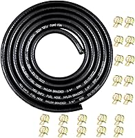 Vista 10 de Juego de líneas de combustible trenzadas de nailon NBR de 5/16 pulgadas y 0.315 in ID NBR, 5 pies + 6 abrazaderas de manguera de 1/2 pulgada