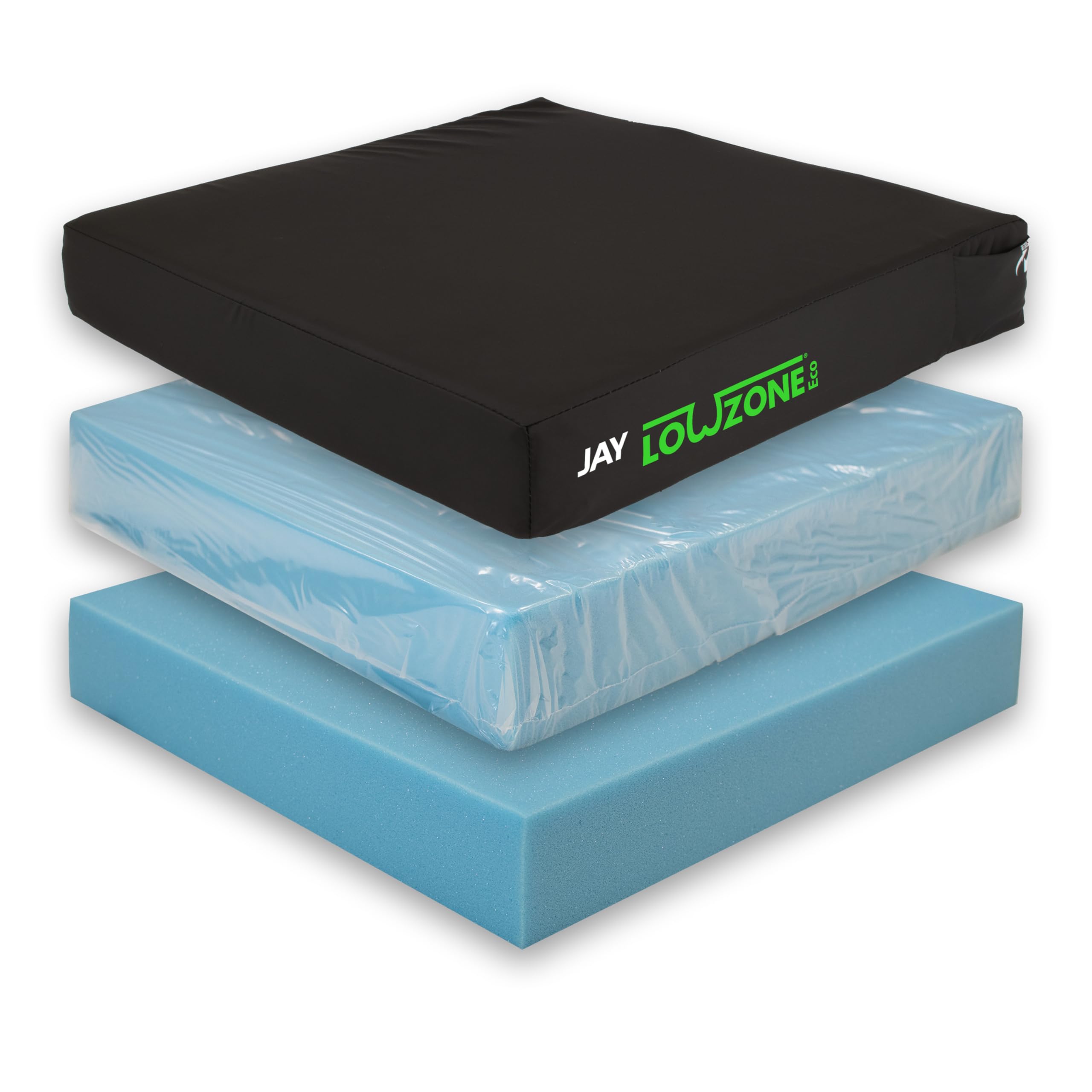 Helping Hand Company Lowzone ECO - Cojín de espuma viscoelástica para aliviar la presión. Cojín de bajo riesgo con funda lavable para ancianos, alivio de úlceras por presión, cojín de alivio del dolor