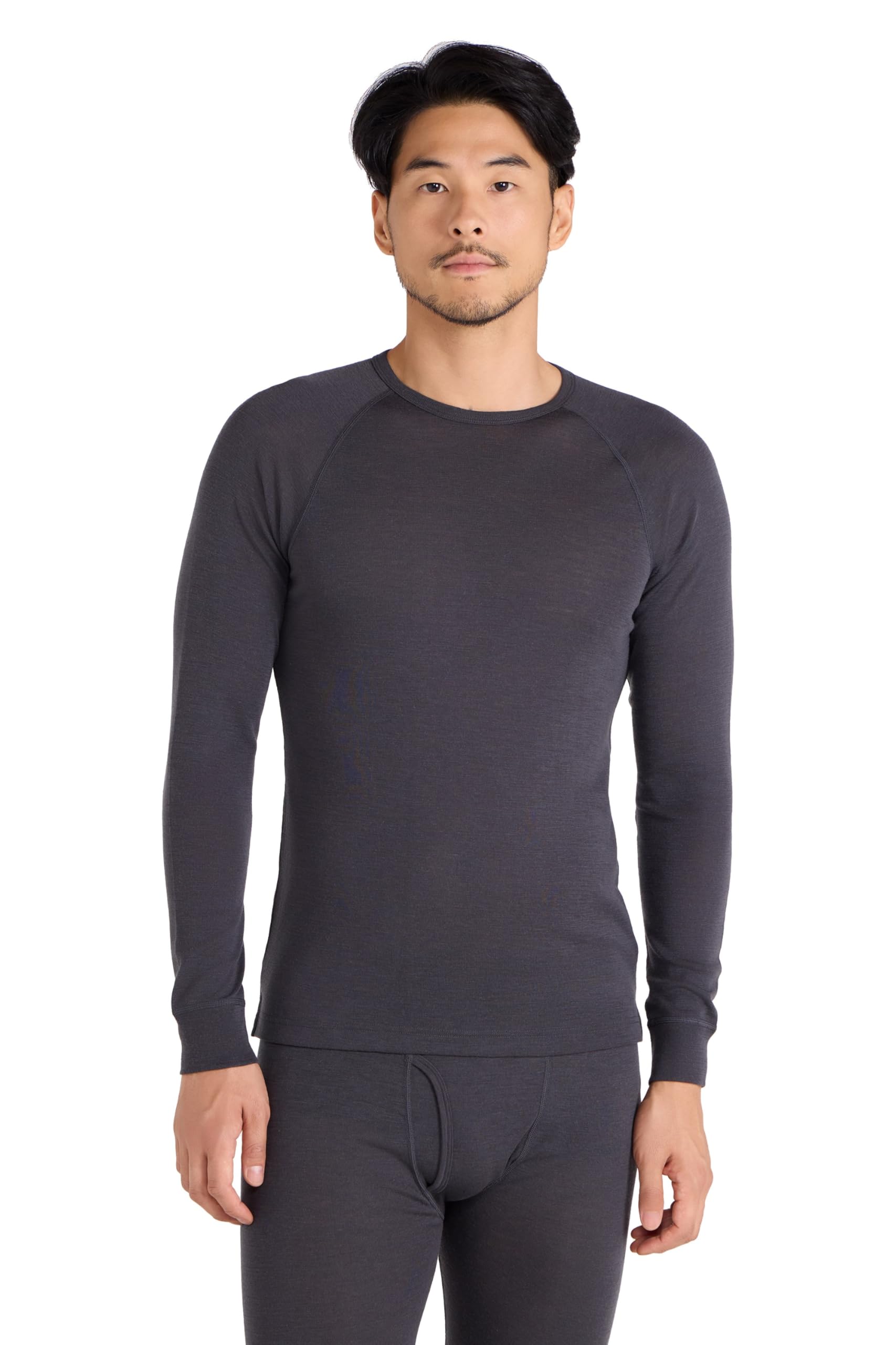 Mountain Warehouse Merino Mens Long Sleeve Thermal Baselayer Top - Lightweight Jumper, Antibacterial & Quick Drying Sweatshirt - for Travel & Outdoors Dark Grey XXS