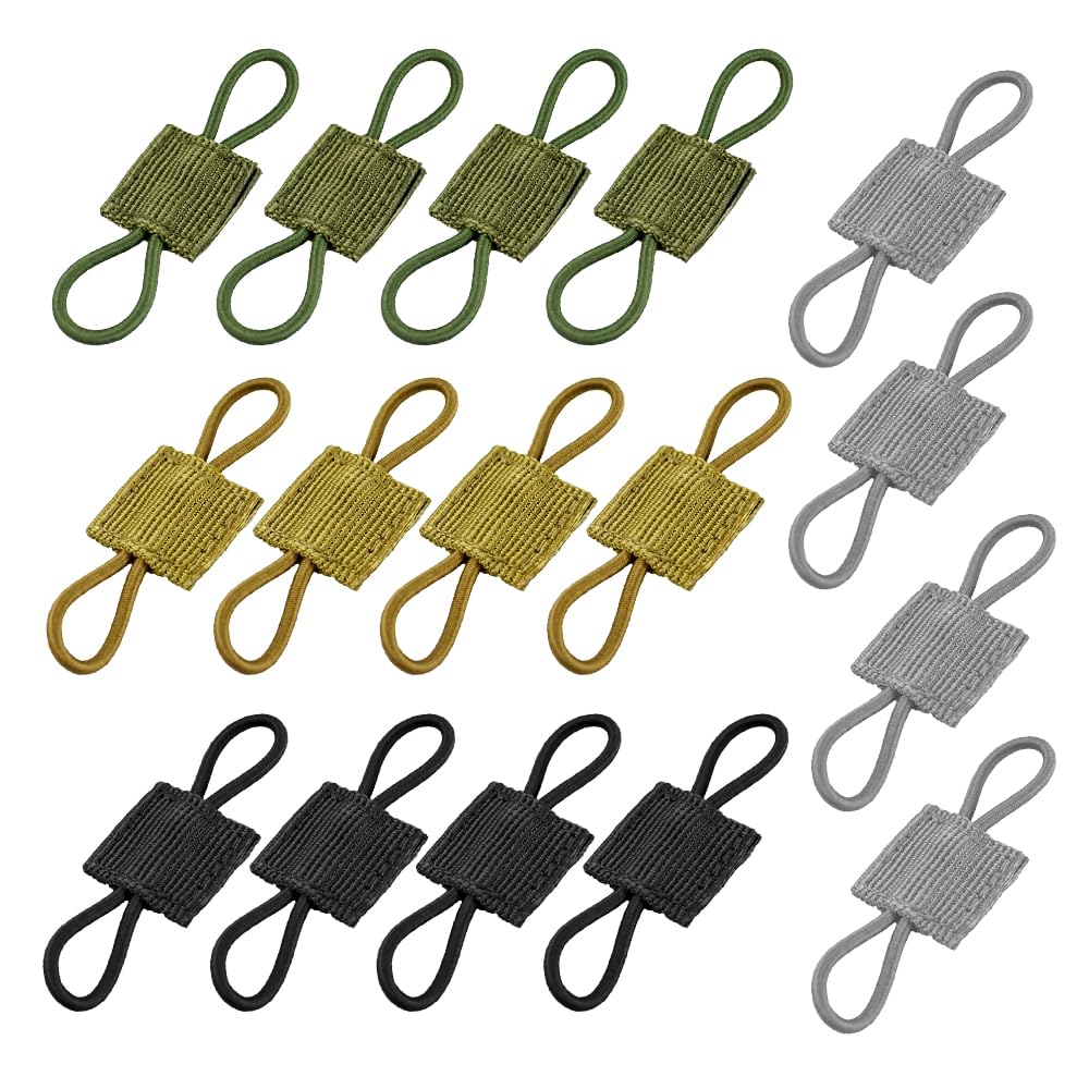 16 pezzi tattico Molle Retainer Fitting, strumento all'aperto fettuccia tattica, per corda di sopravvivenza all'aperto rendendo cordini, portachiavi (4 colori)