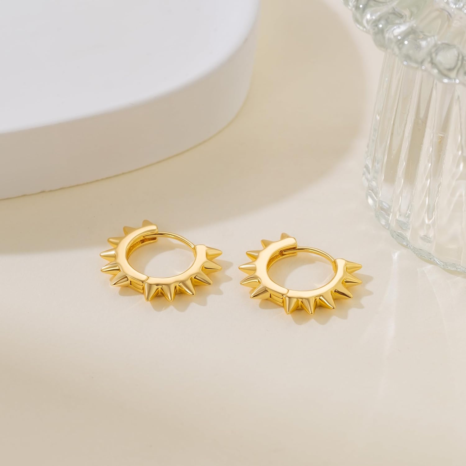 Gold Hoop Earrings for Women 14K Gold Hoop Earrings for Women Hoops Earring for Womens Huggie Iconic Rivet-Inspired Style Statement Huggie Hoops Earring for Womens 20mm