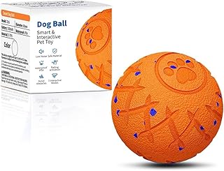 Moving Dog Toy, Interactive, Bouncing and Rotating, Silent Foam Material, IP54 Waterproof Rating, Smart Active Rolling, Stimulation Toys for Medium and to Keep Them Busy (Orange)