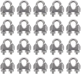 TEHAUX 24pcs Cable Clamp Wire Rope Cable Clip Cable Thimble Wire Cable 1/16 Wire Rope Clamp Zinc Plated Wire Clamps Saddle Fastener for Rigging Rope Stainless Steel Rope Clip Galvanized