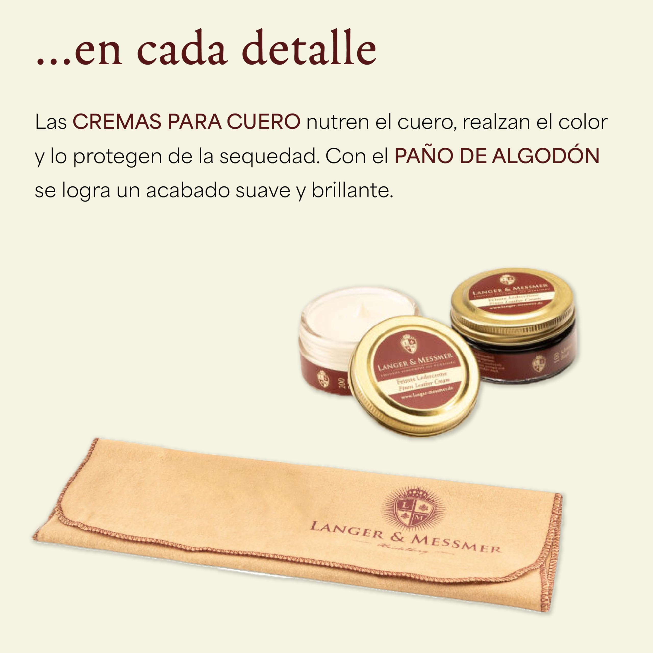 Langer & Messmer set para el cuidado del calzado incl. cremas de alta calidad y cepillos de crin para el cuidado eficaz de sus zapatos de cuero liso - El set limpieza zapatos del calzado