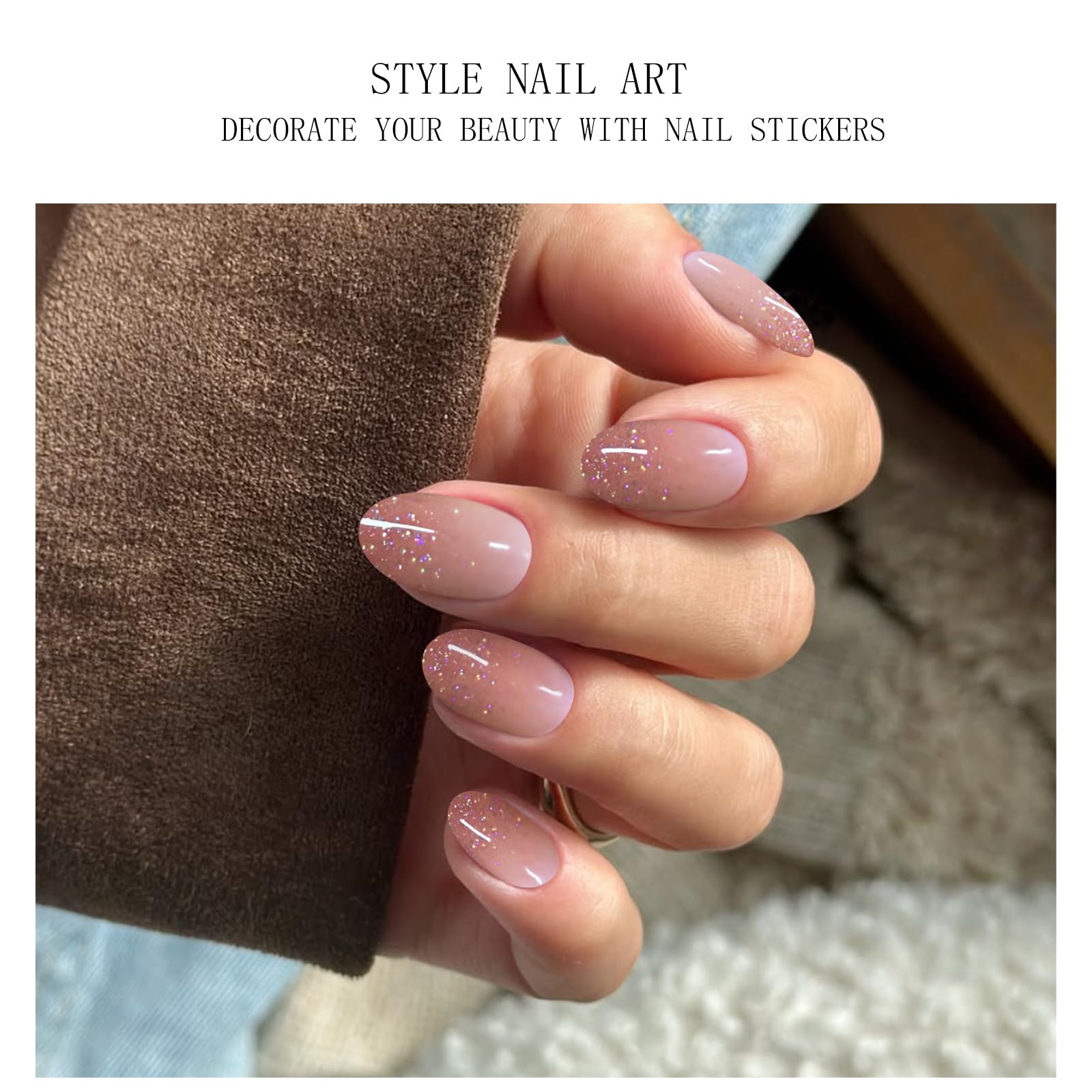 JMEOWIO Glitter Gradient folia do paznokci UV Żel Nail Art naklejka naklejka na paznokcie samoklejąca dekoracja paznokci