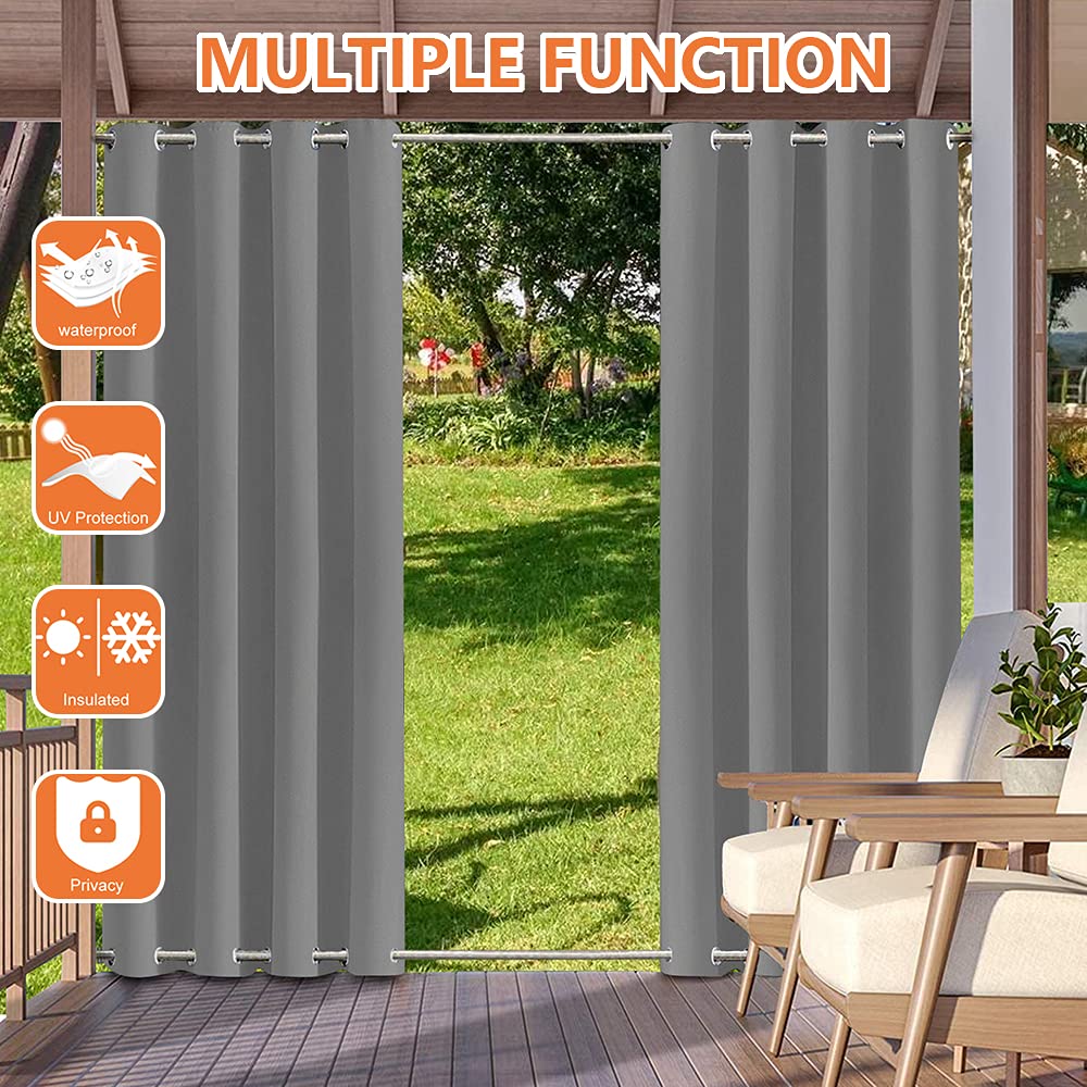 Tende antivento per esterni, con tendaggi resistenti all'acqua, per patio, gazebo da giardino (grigio chiaro, 150 x 250 cm)