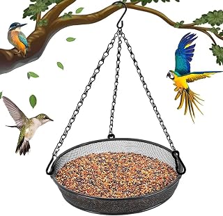 2026 NEW Hanging Bird Feeder for Garden Yard Outside -Bird Feeders for Outdoors Platform Flat Bird Seed Tray,Metal Mesh Platform Tray for Attracting Birds,Birds Feeders for Garden