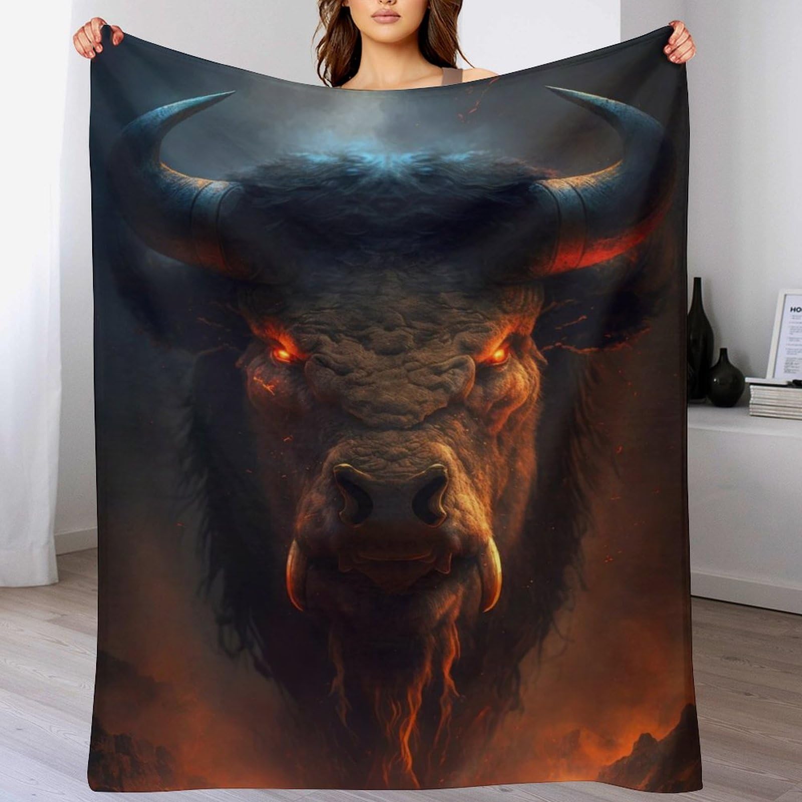 Manta de bisonte demoníaco de franela 130x180cm para frío