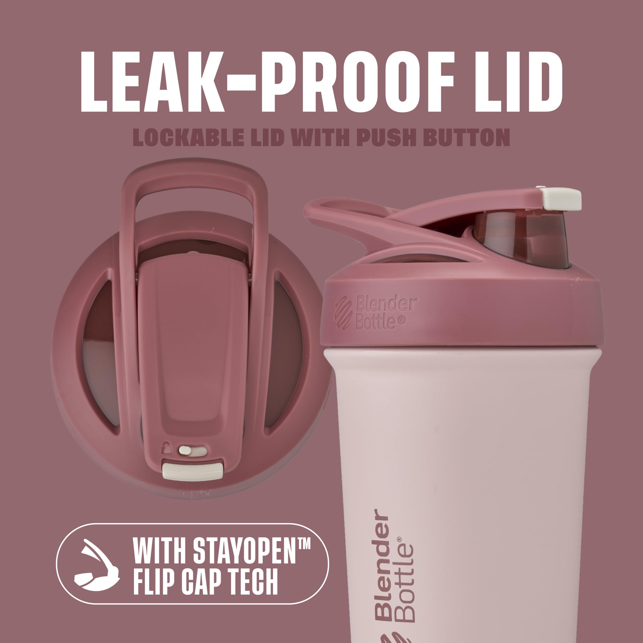 BlenderBottle Strada Sleek Shaker Cup - Borraccia isolata in acciaio inox con frusta, 708,7 g, rosso/marrone (Sahara Sunset)