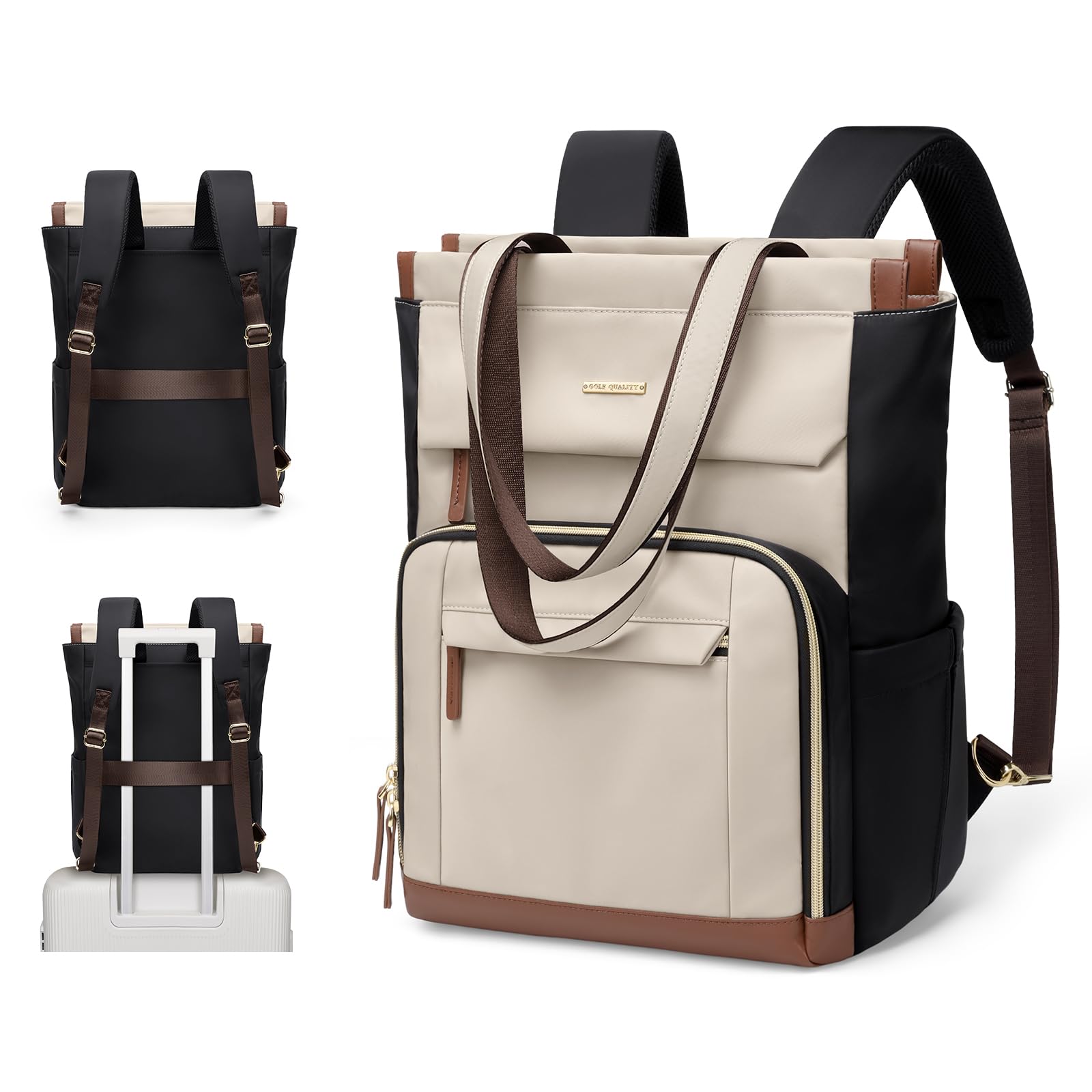GOLF QUALITY Convertible Backpack Women Carry on Tote Laptop Backpack Bookbag for College Work Nurse Travel