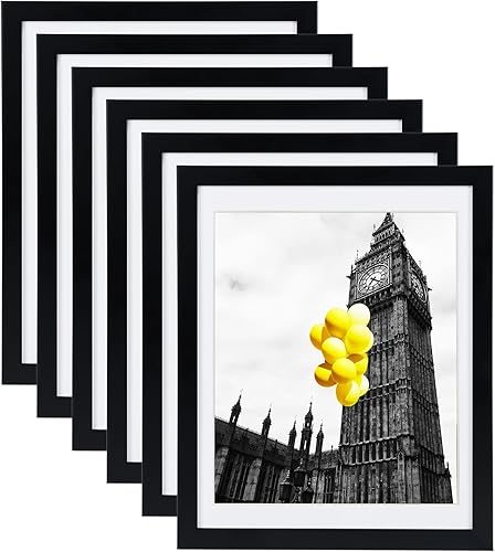 BSRHOME Juego de 6 marcos de fotos de 12 x 16 pulgadas con plexiglás, muestra imágenes de 11 x 14 pulgadas con paspartú o de 12 x 16 pulgadas sin