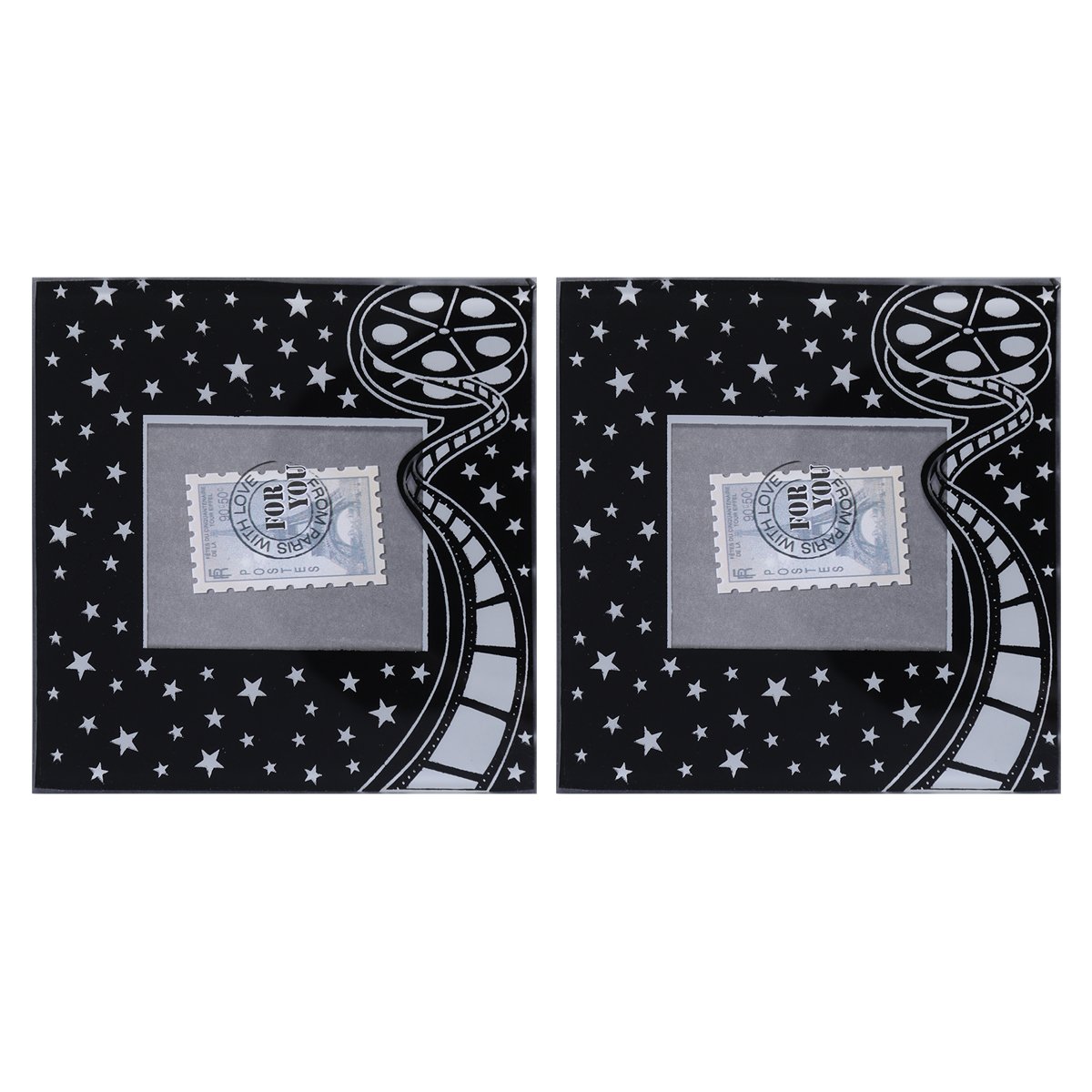 2Pcs Photo Frame Coaster Glass Coasters Baby Shower Gifts Wedding Party