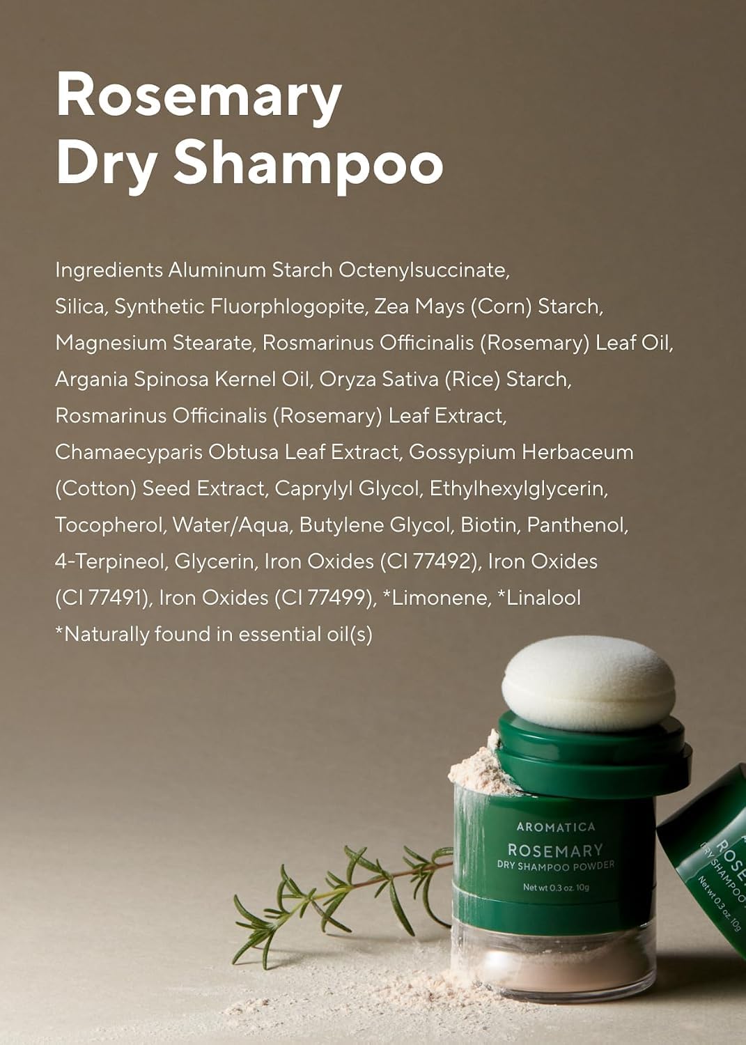 AROMATICA Rosemary Dry Shampoo Powder with Panthenol and Biotin