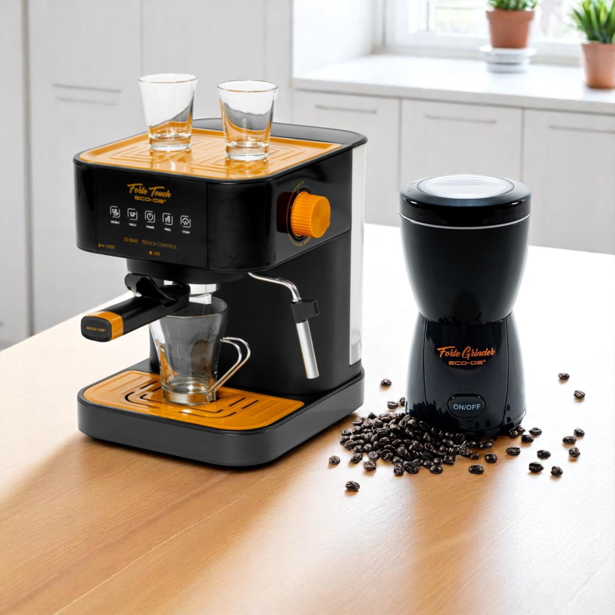 ECODE® Set Idee Regalo Piccoli Elettrodomestici Utili per Cucina e Casa, Offerta Macchina Caffè Espresso Cialde e Macinato + Macinacaffè Elettrico – Idea Regalo per Compleanno, Matrimonio ed Amici