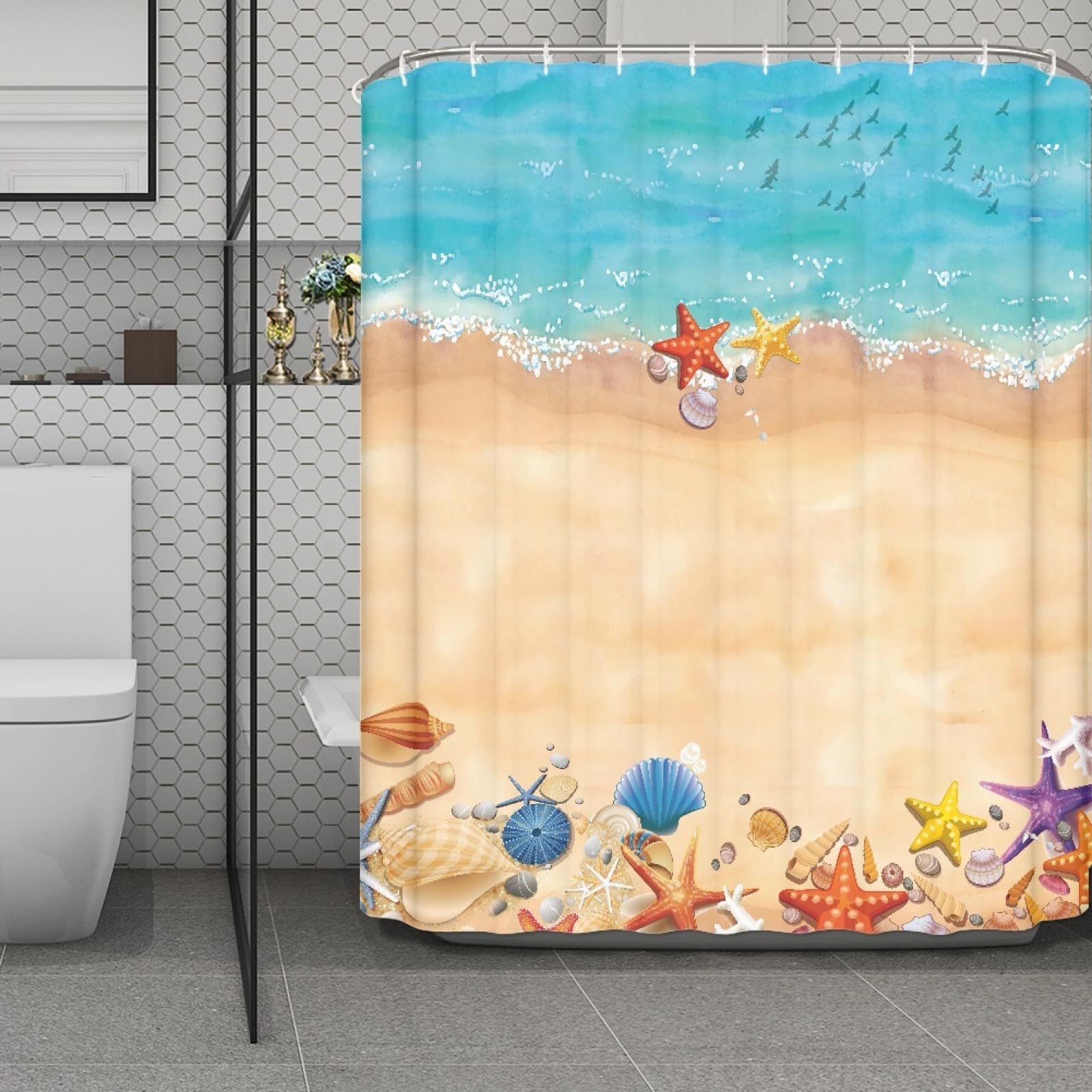 Rideau de douche anti moisissure et séchage rapide 200x240 cm imperméable pour baignoire familiale