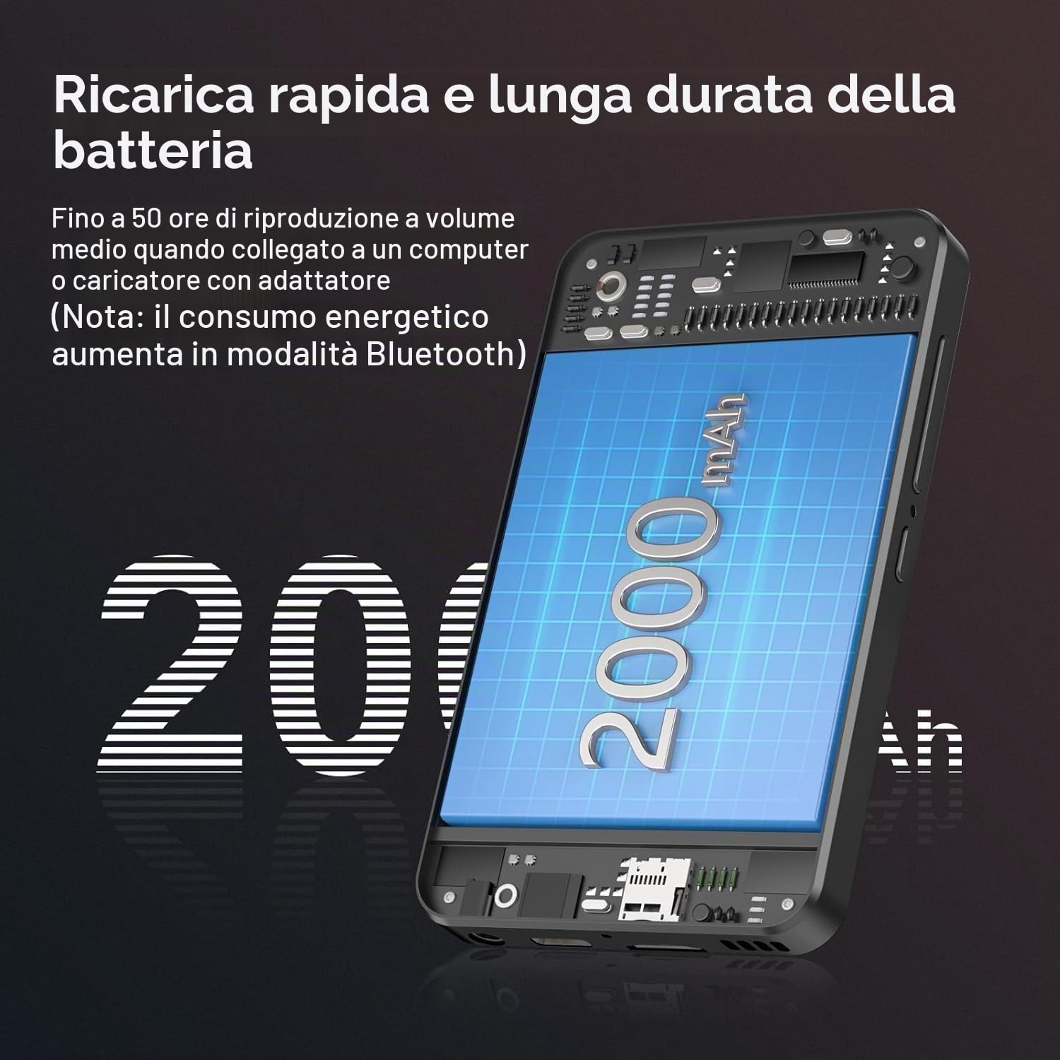 Lettore MP3 da 80GB Bluetooth e WLAN, Lettore MP3 con schermo touch HD da 4 pollici Spotify con altoparlante, Lettore musicale Diofox Android MP3 MP4 per bambini, Audible, Amazon Music, Deezer