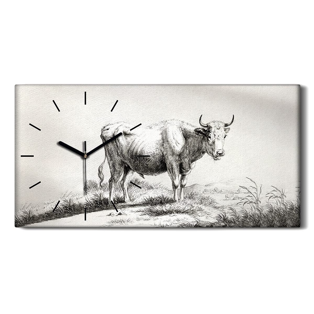 Horloge sur toile 60x30cm Coloray image vache décoration murale salon chambre moderne