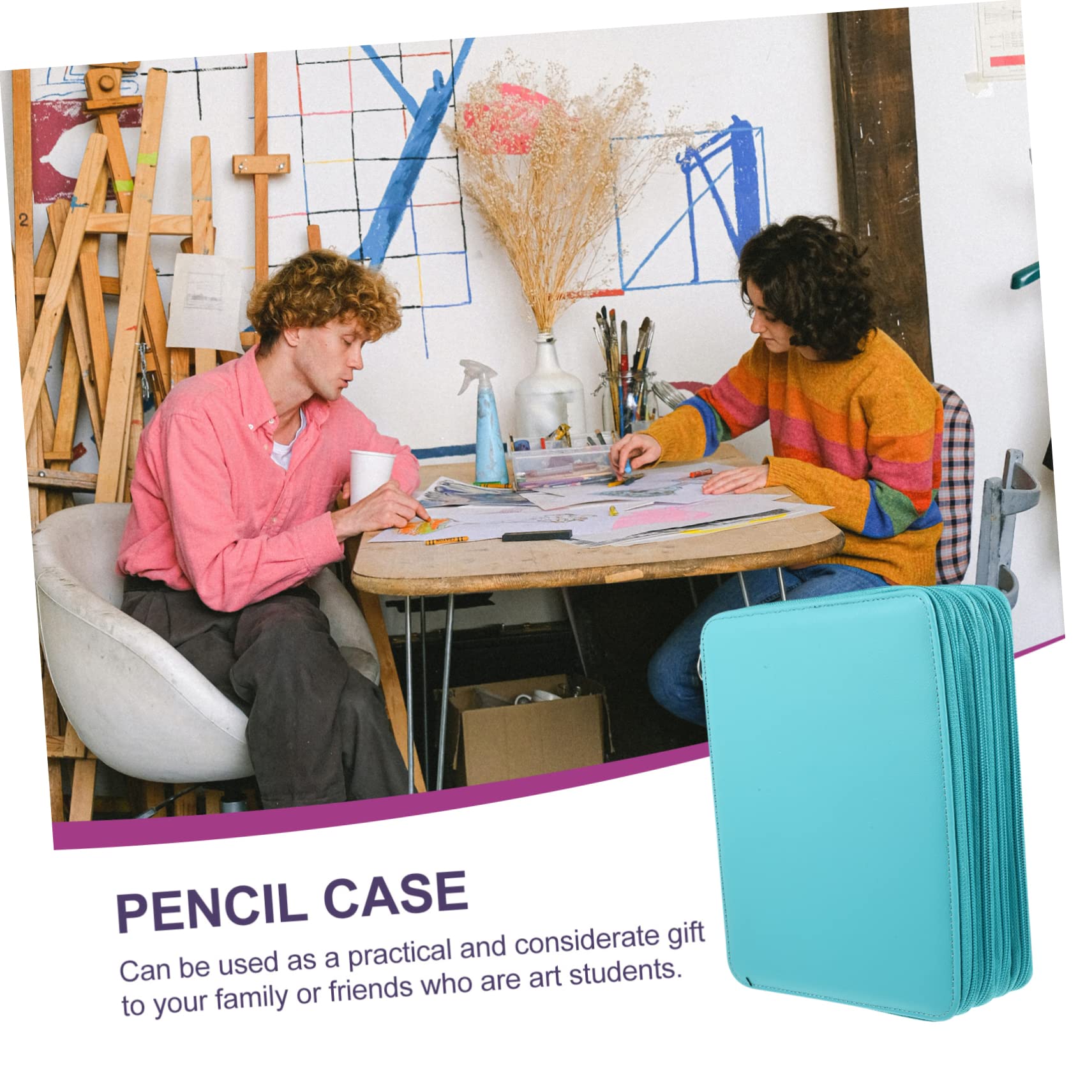 DOITOOL Astuccio Porta Penne da Disegno Blu Pu 184 Fori Grande | Pittori Adulti, Organizzazione Matite e Acquerelli, Design Multitasche per Cancelleria