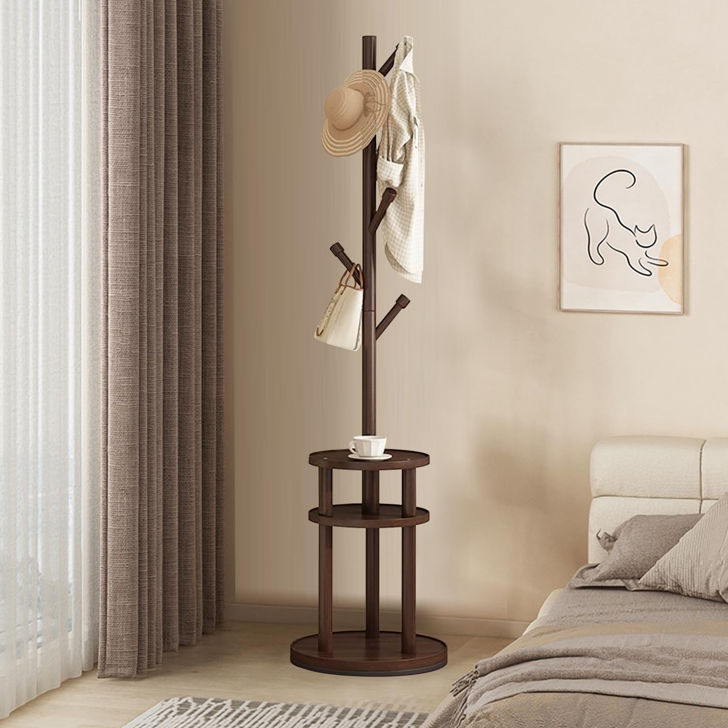 ADA Premium Natural Bamboo Coat Rack Free Standing With 7 Hooks, Tree Stand For Coats, Hats, Scarves, Clothes, And Handbags, Diy (Do It Yourself) Brown, 45 X 167 Cm) (B092HWQGVW) Amazon Price History, Amazon Price Tracker
