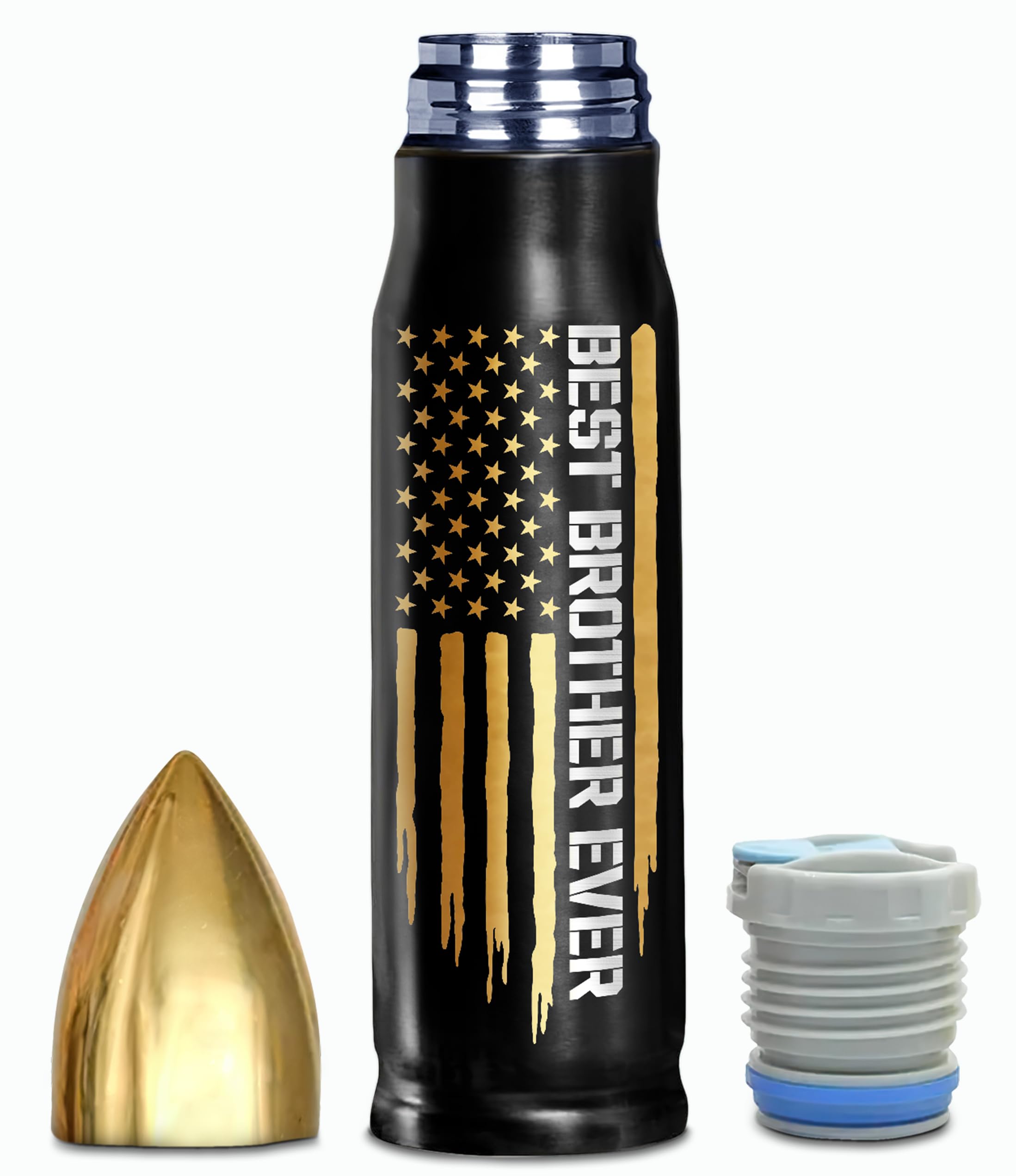 Gifts for Brother, Birthday Gifts from Sister, Present Ideas for Adult Older Bros - Best Brother Ever Bullet Tumbler 17Oz with Lid and Keychain, Insulated Travel Thermos Coffee Cup for Men